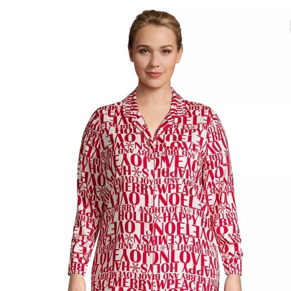 Lands' End Other - Lands' End Long Sleeve Flannel Christmas Pajama Top Button-Up